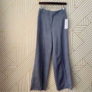 Calvin Klein NWT Whitney Linen blend Wide Leg Pants pleated blue gray Size 6